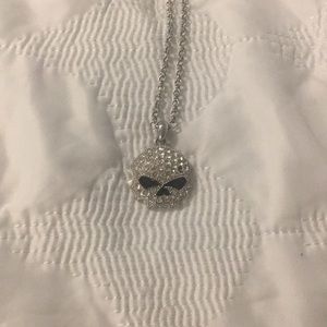 Harley Davidson skull diamond necklace